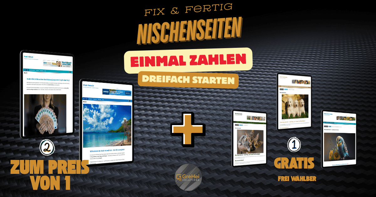 3 Nischenwebseiten Einmal zahlen, dreifach starten - PRE-LAUNCH Angebot